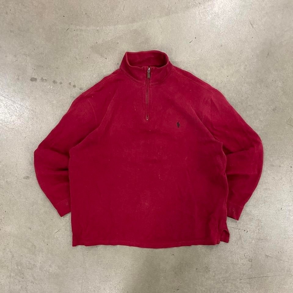Vintage Polo Ralph Lauren Red Quarter Zip 1/4 Zip Jacket Size XL