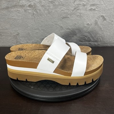Reef Womens Size 11 Cushion Vista Higer White Platform Double Strap Sandals