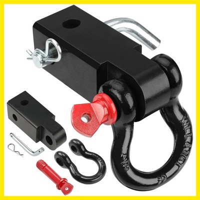 2-Inch Shackle Tow Hitch Receiver, 46297 Lbs Break Strength 3/4'' D Ring Shack...