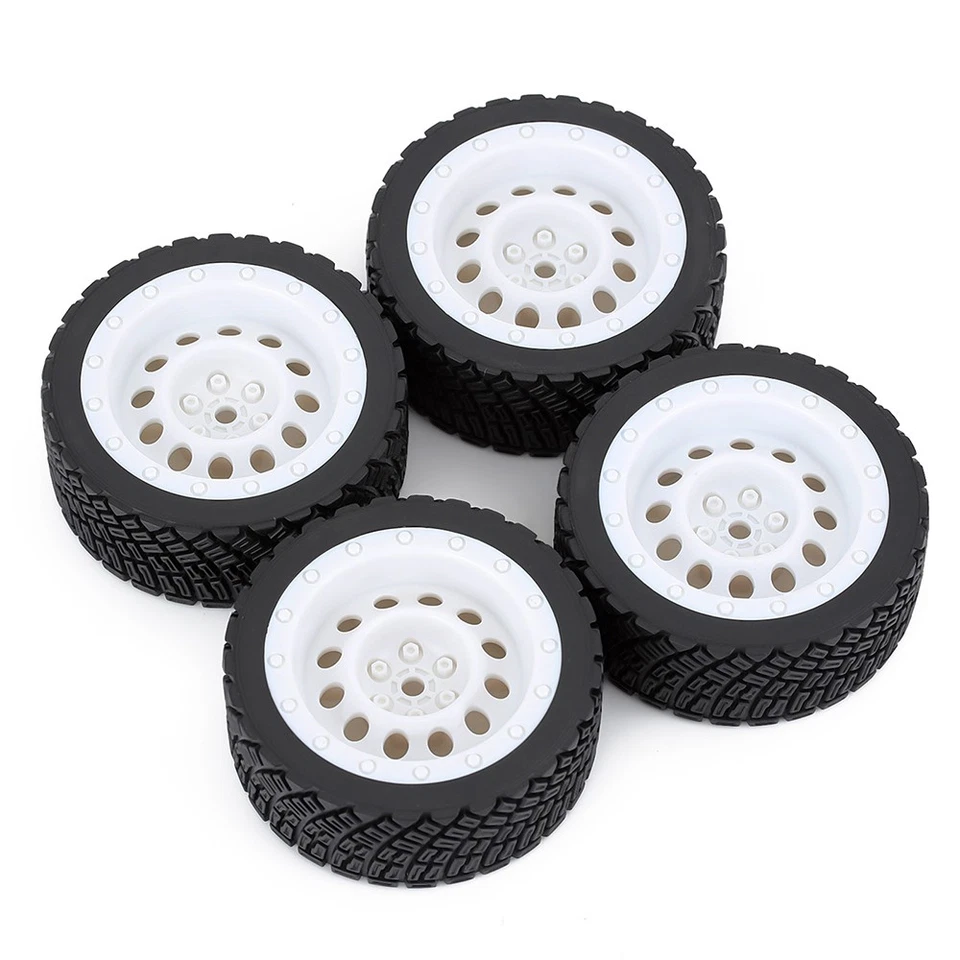 4Pcs 12mm Hex Rubber Rally Tires and Wheel Rims For RC 1:10 HSP HPI Off Road Car - Image 2 of 4