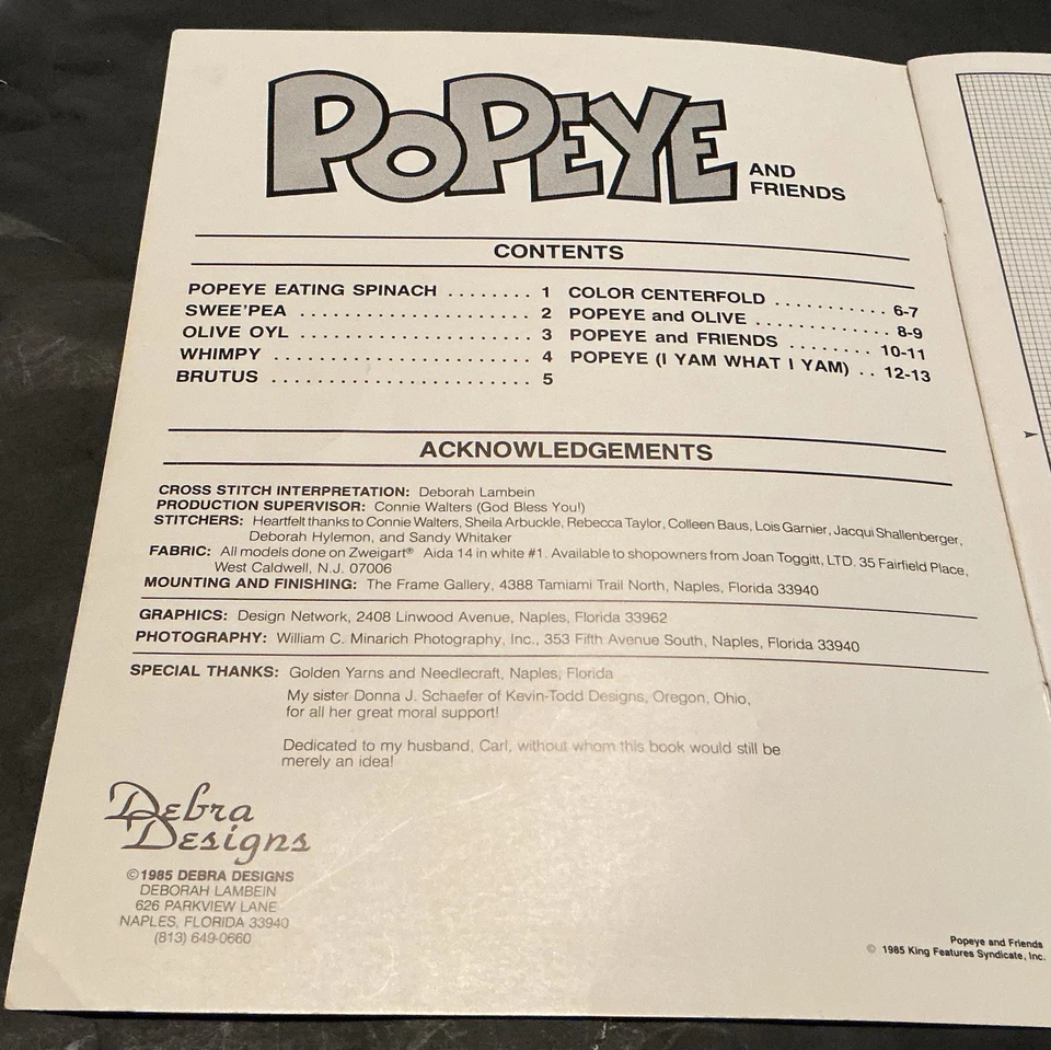 Popeye & Friends Counted Cross Stitch Debra Designs 1985 Patterns Booklet - Image 4 of 4