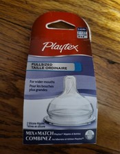 Playtex Full Sized Silicone Nipples For Wider Mouths-Fast Flow 3-6M  2 Pack 