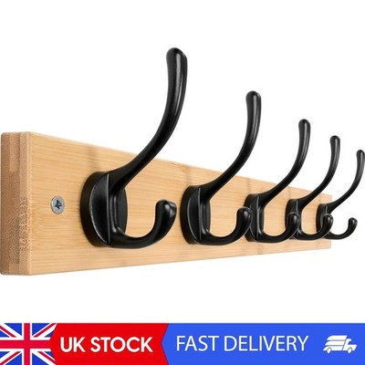 Garderobe Wandmontage mit 5 Haken, Kleiderhakenleiste aus Holz im Scandi-Stil, Garderobe