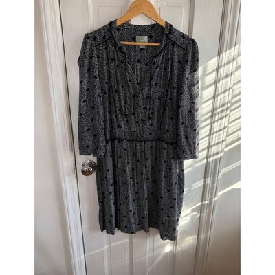 Anthropologie Maeve Galen Herringbone Dot Chevron Tassel Dress Large
