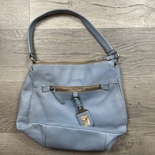 Vintage Authentic Prada Shoulder Leather Bag Purse - Light Blue - RARE