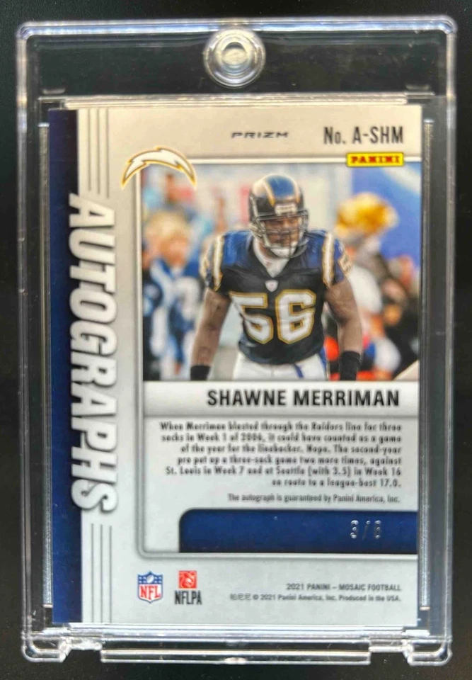 2021 Mosaic Shawne Merriman Auto Choice Black Gold #3/8 Chargers - Image 2 of 2