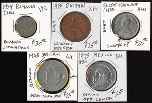 💥 5 ERROR COINS (2 UK + ROMANIA THAI & MEXICO !!) 💥 SEE PICTURES ⚡️FREE SHIP⚡️