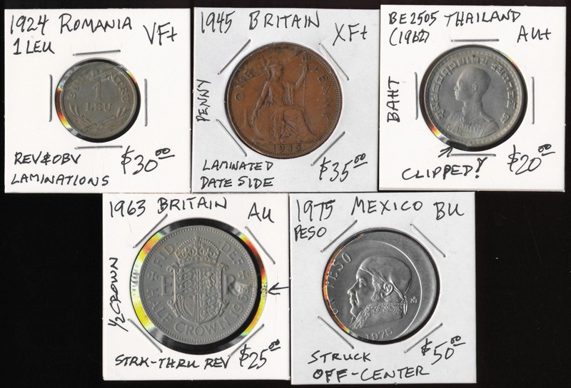💥 5 ERROR COINS (2 UK + ROMANIA THAI & MEXICO !!) 💥 SEE PICTURES ⚡️FREE SHIP⚡️