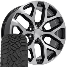Cv98b 22x9 Black Oe Wheels Llc Wheels 28545r22 Rt Tires Set 6x139.7 24et