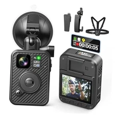  F2 Body Camera with Dual-Screen, 128G Body Worn Camera with Chest Vest, 128GB