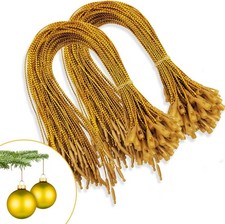 200 Pcs Christmas Ornament Hangers, Gold Ribbon Hooks