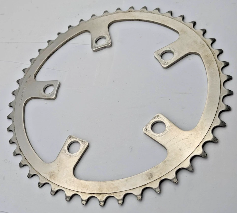 PLATO SUGINO 45 DIENTES JAPÓN 110MM BCD PLATA 5 BRAZOS ALUMINIO TAMAÑO RARO Foto 3 de 4