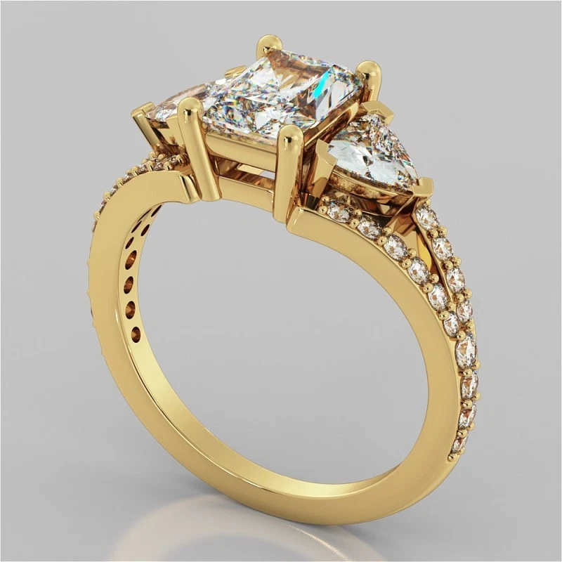 Anillo de aniversario de diamantes de corte radiante de 3,64 quilates de oro amarillo de 14 k talla 8 Foto 3 de 4