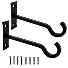 QIEGL 6inch Metal Plant Hangers, Heavy Duty, Black, 2 Pack 6in Steel Heavy Duty