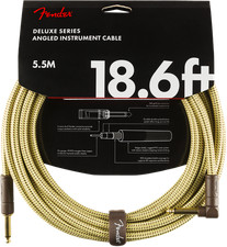 Fender Deluxe TWEED Guitar/Instrument Cable, Straight-Right Angle, 18.6' ft
