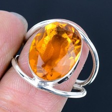 Citrine Handmade 925 Sterling Silver Jewelry Ring US Size 8