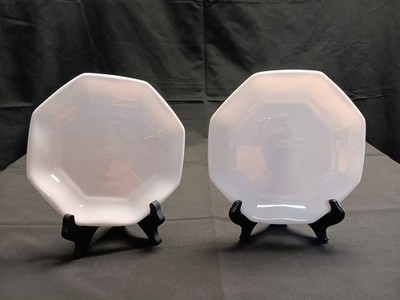 Set Of 2 Arcopal France 7in Octime White Octogen Shaped Milk Glass