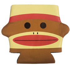 SOCK MONKEY Can Bottle Coozy Cooler Sleeve Poly Foam Collapsible Beverage Holder