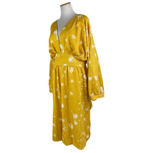 IMMA TABOD Kleid Gold Safran Weiß Print Cut Out Rücken Neu mit Etikett Designer Größe 48 US 16 - Bild 6 von 8