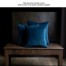 DARK TEAL VELVET FABRIC SAMPLE. CUSHION COVER, LIVING ROOM, BEDROOM, SOFA, BED
