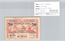 NEUKALDONIEN - 20 FRANCS - KASSENSCHREIBEN - 1943 - PICK57A - N&deg;029199