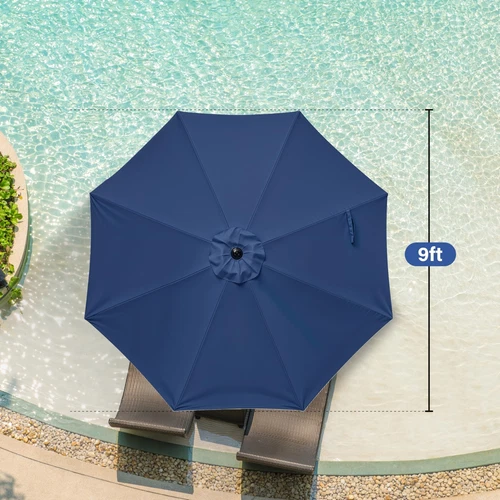7.5ft/9/10ft Tan/Red Patio Umbrella Dining Table Outdoor Market Umbrella w/Crank - Bild 27 von 44