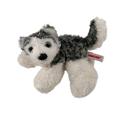 Aurora World Inc. Plush Husky Dog Mush Gray Wolf Stuffed Animal Flopsie Bean c