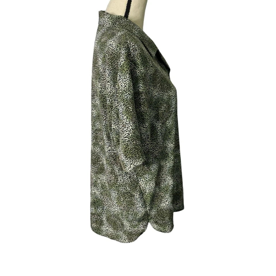 Blusa Liz Baker Feminina Tamanho 14 Verde Manga Curta Leve com Botões - Imagem 3 de 4