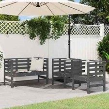 3 Piece Garden Lounge Set Grey Solid Wood Pine vidaXL