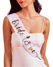 XO Fetti Bride To Be Sash bridal shower party favor decoration white gold foil