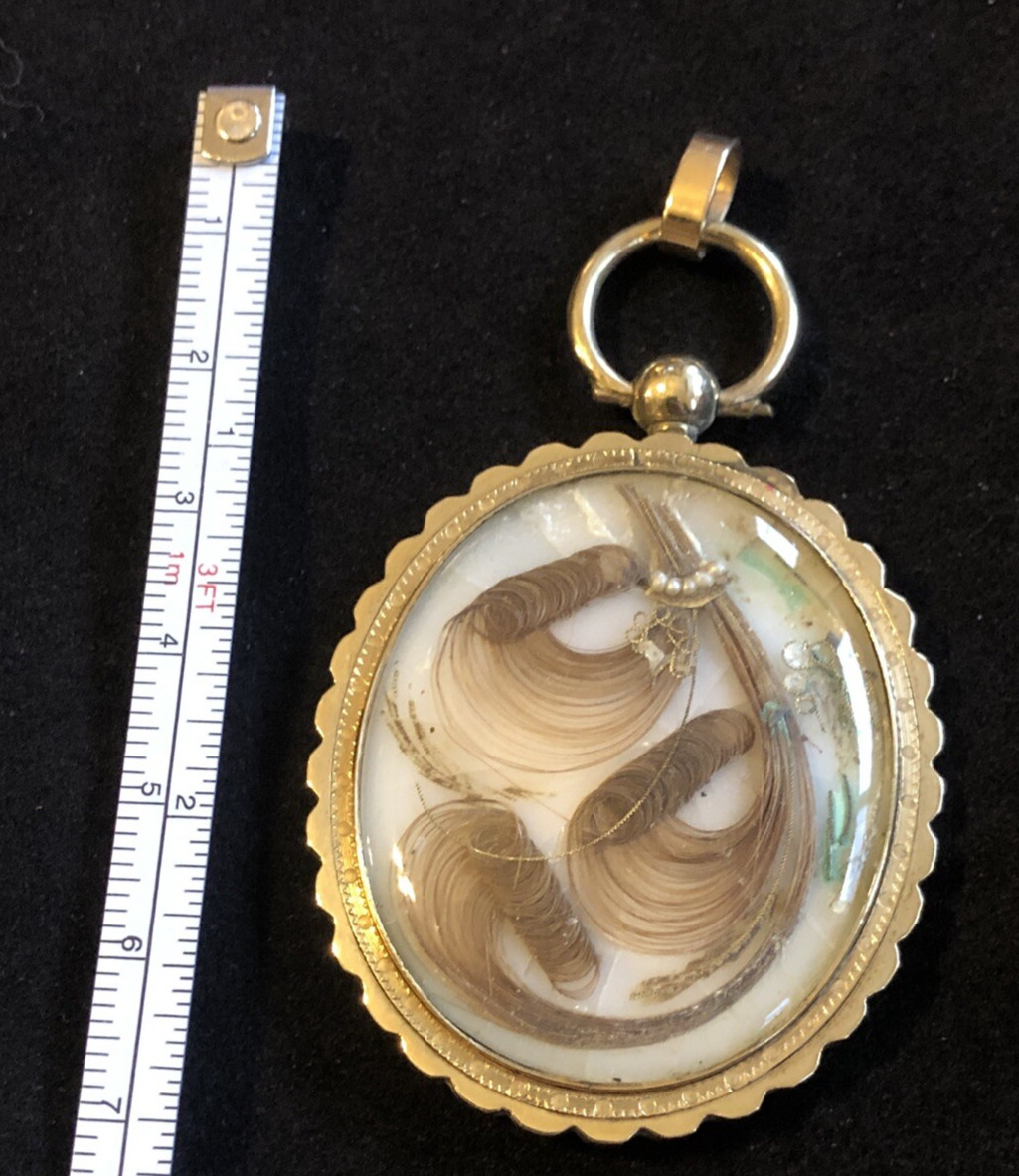 Large Victorian Mourning Locket Solid Gold With P… - image 19
