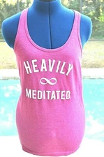 New "HEAVILY MEDITATED" Women's Size: LARGE Pink Tank TOP by Center Stage