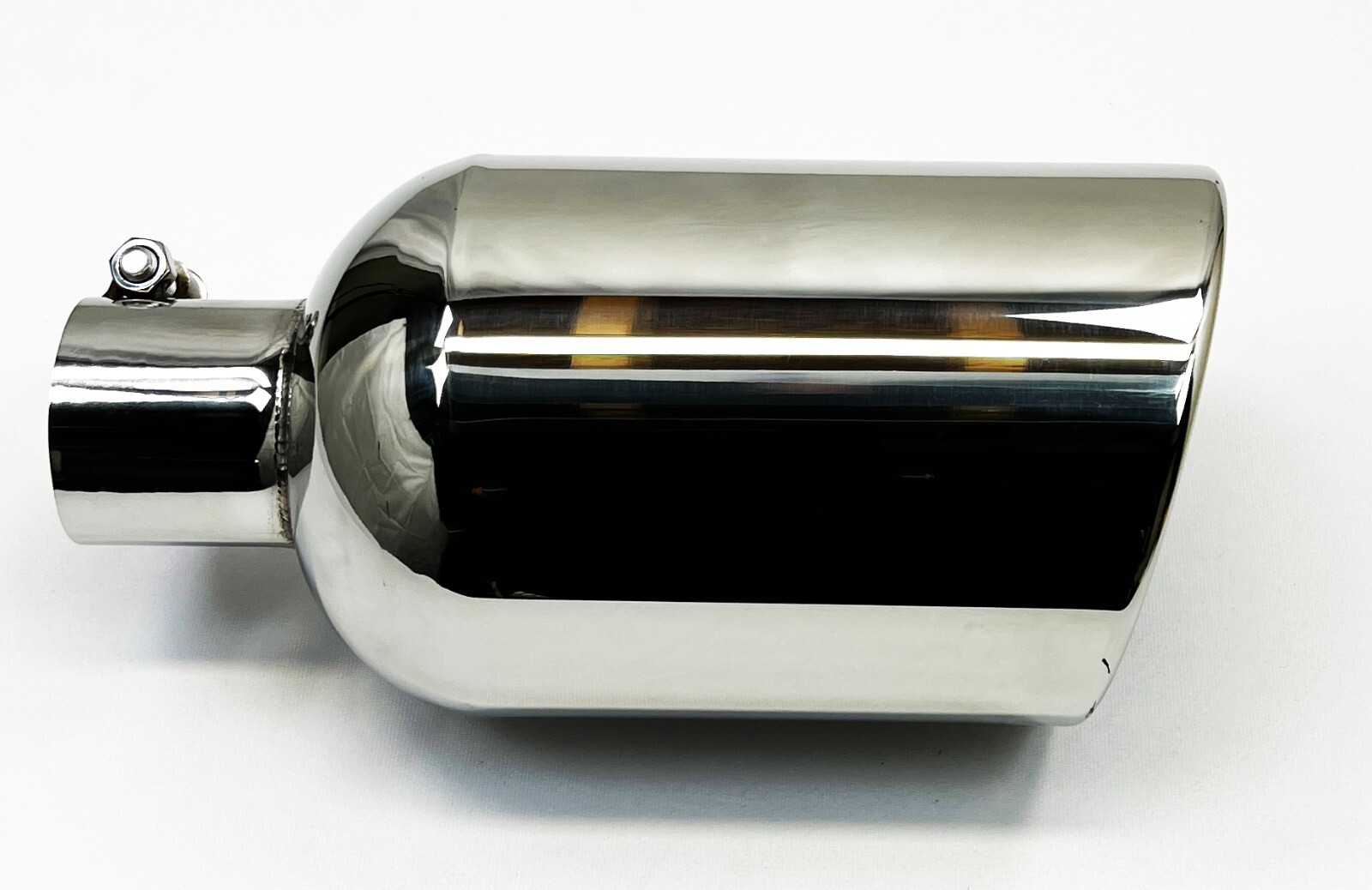 Exhaust Tip 2.50  Inlet 6.00  Outlet 12.00  Long Rolled Slant Chrome Wesdon Exha