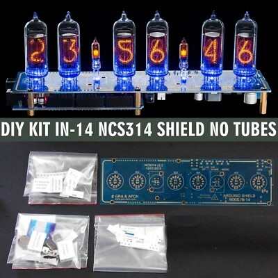 IN-14 KIT Nixie Tube Clock Arduino Shield 12/24H NCS314 PCB All Parts [NO TUBES]