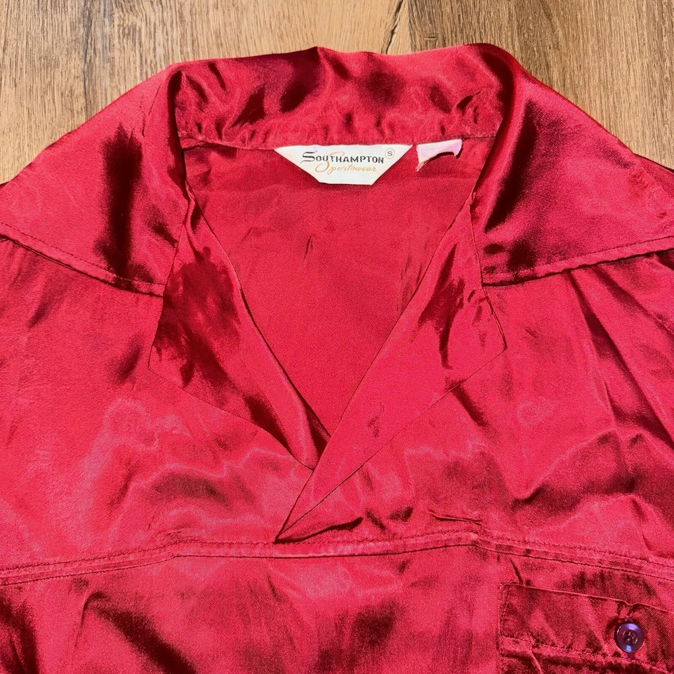 Camisa De Colección Satén Southampton Disco Saturday Night Fever Brillante Nylon Hombres Pequeña Foto 4 de 4