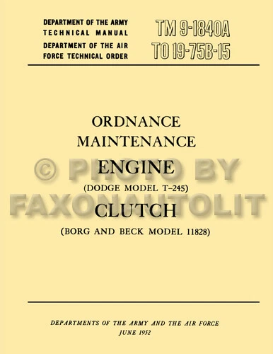 1950-1969 Dodge M37 Militare Camion 5 Libro Set Di Shop Manuali E Parti Catalogo - Immagine 3 di 4