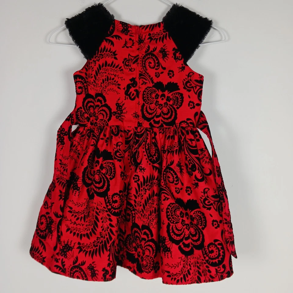 Vestido de piel flocada Wonder Nation para niña talla 5 rojo y negro para ocasiones especiales Foto 3 de 4
