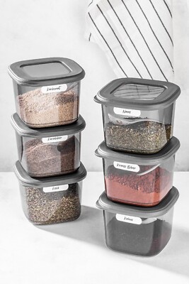6 x Gewürzbehälter luftdicht Frischhaltedose - stapelbar - BPA FREI + Deckel
