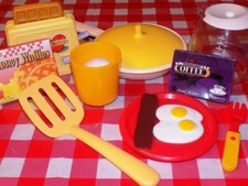 Huge breakfast lot play food for kids toaster coffee pot skillet waffle and box