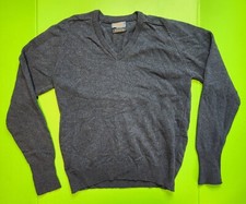 Vintage 70's Pendleton Lambswool V-Neck Blue Large Sweater Union Made In USA