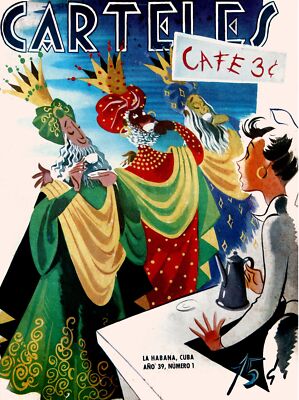Wall Quality Decoration Poster.Home room art.Cafe cubano for 3 Kings.6707