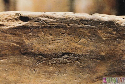 Maeshowe neolithisches Grab nordischer Löwe / Drache - Vintage Orkney Postkarte