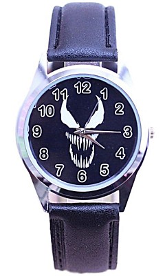 Marvel's Venom Evil Villain Black Leather Band Wrist Watch