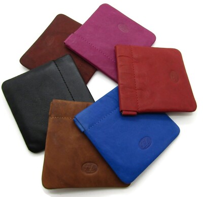 Unisex Real Leather Small Snap Top Coin Pouch Wallet