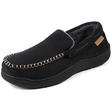 Men's Moccasin Slippers Memory Foam House Shoes, Indoor and Outdoor Warm Loaf...