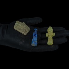 Ancient Egyptian Stone Amulet Collection Mini Figures Scarab Eye of Horus Statue