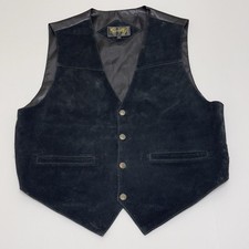 Vintage Scully Vest Men Large Black Suede Leather Western Cowboy Button Up Rodeo
