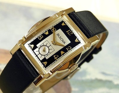 1958 Vintage BULOVA Fancy Case, Stunning Black Dial, Serviced & Warranty