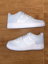 Nike Air Force 1 GS Unisex Kids Sneaker US 5Y/6.5W White/Light Blue Leather