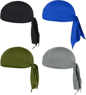 4 Stück Sport Bandana Cap Herren, Elastisch atmungsaktiv Biker Bandana Cap, Somm